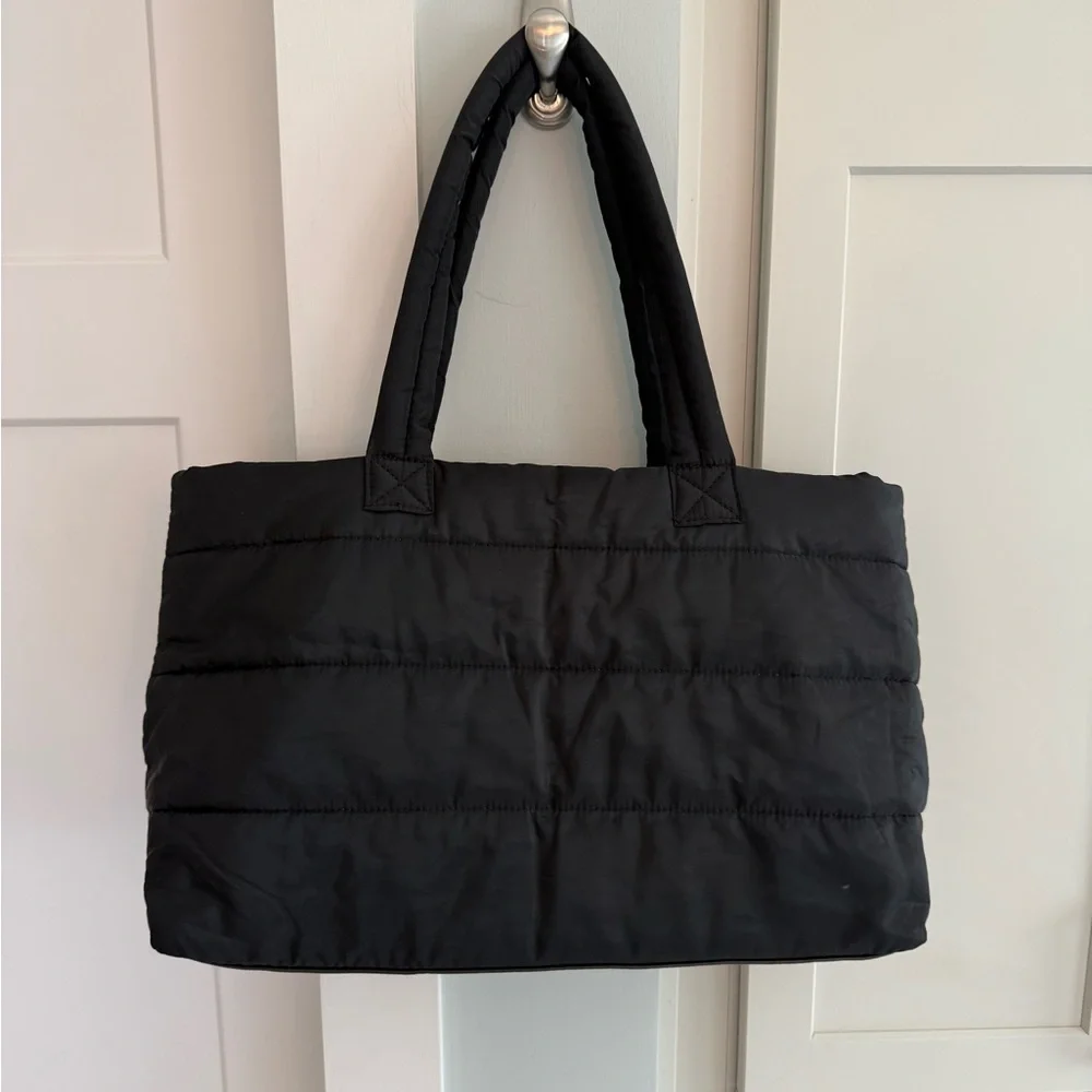 Black Quilted Tote Bag - Picture 2 of 5
